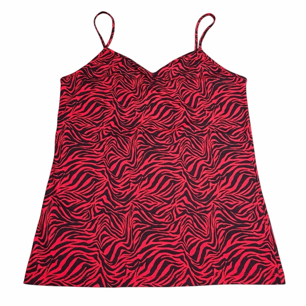 10/$25🦋 Vintage Y2K No Boundaries Red & Black Zebra Print Ribbed Camisole - XL - Picture 10 of 14